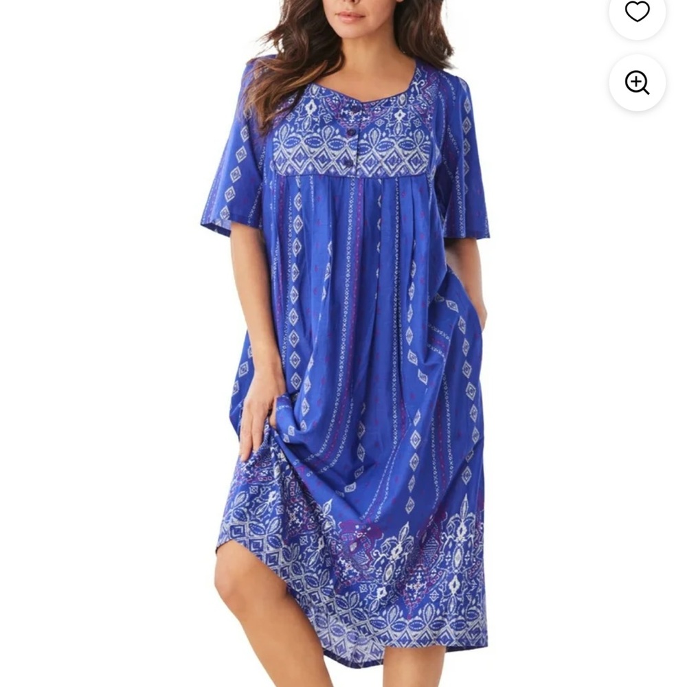 Only‎ Necessities Mixed Print Short Lounger Dress 2XP Blue Gem New Without Tags